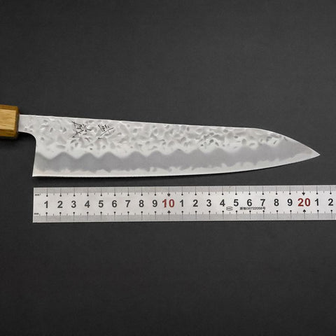 Gyuto White Steel #1 Tsuchime Walnussholz Griff 210mm-[Musashi]-[Japan-Küchenmesser]