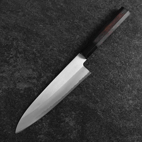 Gyuto White Steel #2 Chokin Kasumi Pagode Sakura Büffelhorn und Ebenholz Griff 210mm-[Musashi]-[Japan-Küchenmesser]