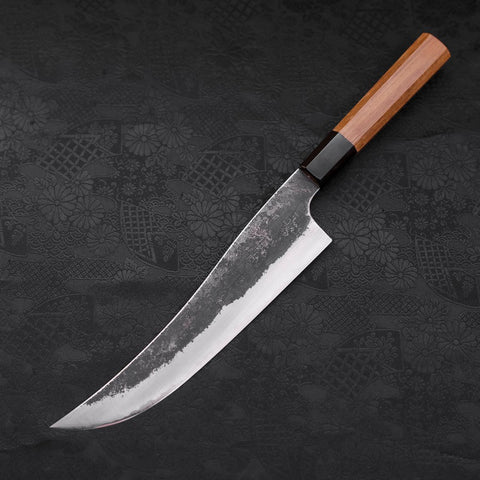 Gyuto White Steel #2 Edelstahlummantelung Kurouchi Büffelhorn und Teakholz Griff 210mm-[Musashi]-[Japan-Küchenmesser]