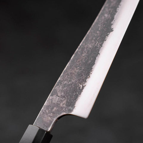 Gyuto White Steel #2 Edelstahlummantelung Kurouchi Büffelhorn und Teakholz Griff 210mm-[Musashi]-[Japan-Küchenmesser]