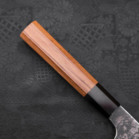 Gyuto White Steel #2 Edelstahlummantelung Kurouchi Büffelhorn und Teakholz Griff 210mm-[Musashi]-[Japan-Küchenmesser]