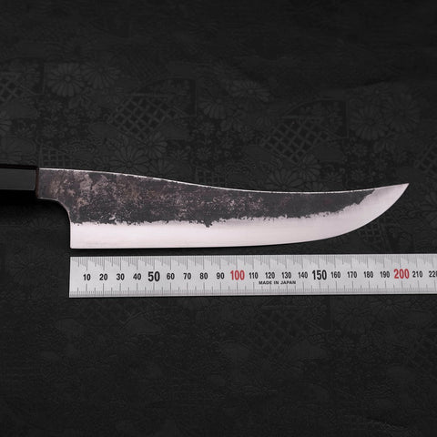 Gyuto White Steel #2 Edelstahlummantelung Kurouchi Büffelhorn und Teakholz Griff 210mm-[Musashi]-[Japan-Küchenmesser]