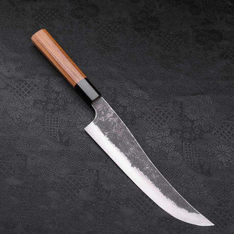 Gyuto White Steel #2 Edelstahlummantelung Kurouchi Büffelhorn und Teakholz Griff 210mm-[Musashi]-[Japan-Küchenmesser]