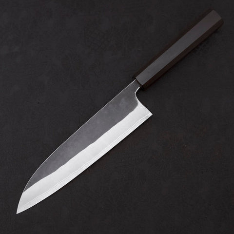 Gyuto White Steel #2 Edelstahlummantelung Kurouchi Ebenholz Griff 180mm-[Musashi]-[Japan-Küchenmesser]