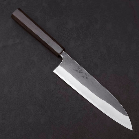 Gyuto White Steel #2 Edelstahlummantelung Kurouchi Ebenholz Griff 180mm-[Musashi]-[Japan-Küchenmesser]
