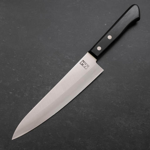 Gyuto White Steel #2 Edelstahlummantelung Poliert Schwarzer Westlicher Griff 180mm-[Musashi]-[Japan-Küchenmesser]