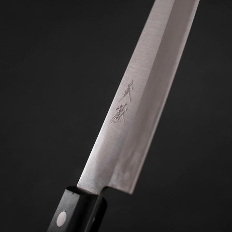 Gyuto White Steel #2 Edelstahlummantelung Poliert Schwarzer Westlicher Griff 180mm-[Musashi]-[Japan-Küchenmesser]