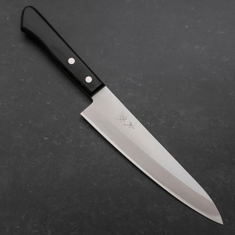 Gyuto White Steel #2 Edelstahlummantelung Poliert Schwarzer Westlicher Griff 180mm-[Musashi]-[Japan-Küchenmesser]