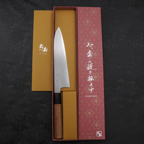Gyuto White Steel #2 Kasumi Büffelhorn und Teakholz Griff 210mm-[Musashi]-[Japan-Küchenmesser]
