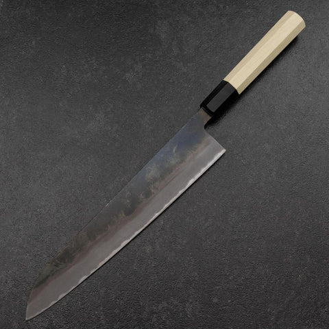 Gyuto White Steel #2 Kurouchi Büffelhorn und Magnolienholz Griff 240mm-[Musashi]-[Japan-Küchenmesser]
