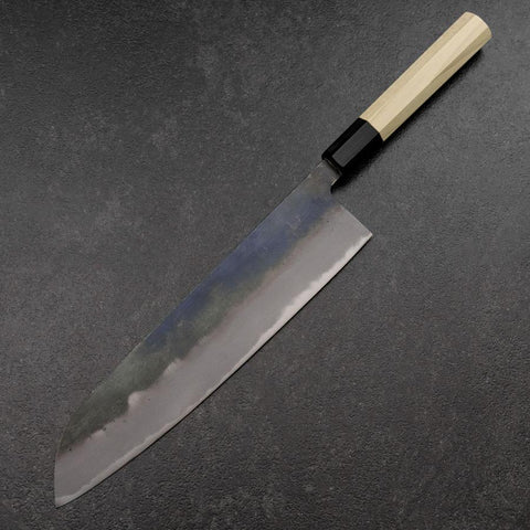 Gyuto White Steel #2 Kurouchi Büffelhorn und Magnolienholz Griff 240mm（größere Breite）-[Musashi]-[Japan-Küchenmesser]