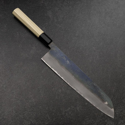 Gyuto White Steel #2 Kurouchi Büffelhorn und Magnolienholz Griff 240mm（größere Breite）-[Musashi]-[Japan-Küchenmesser]