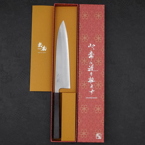Gyuto White Steel #2 Nashiji Ebenholz Griff 210mm-[Musashi]-[Japan-Küchenmesser]