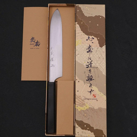 Gyuto White Steel #2 Super Poliert Büffelhorn und Ebenholz Griff 190mm-[Musashi]-[Japan-Küchenmesser]