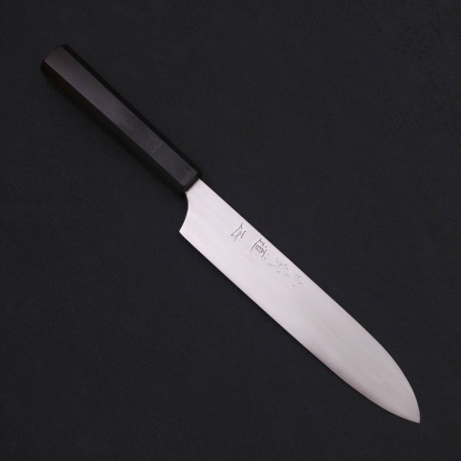 Gyuto White Steel #2 Super Poliert Büffelhorn und Ebenholz Griff 190mm-[Musashi]-[Japan-Küchenmesser]
