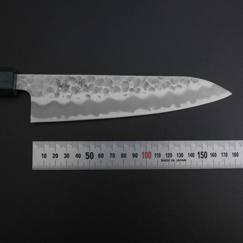 Gyuto White Steel #2 Tsuchime Dunkelblauer Urushi Griff 180mm-[Musashi]-[Japan-Küchenmesser]