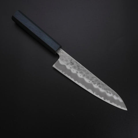 Gyuto White Steel #2 Tsuchime Dunkelblauer Urushi Griff 180mm-[Musashi]-[Japan-Küchenmesser]