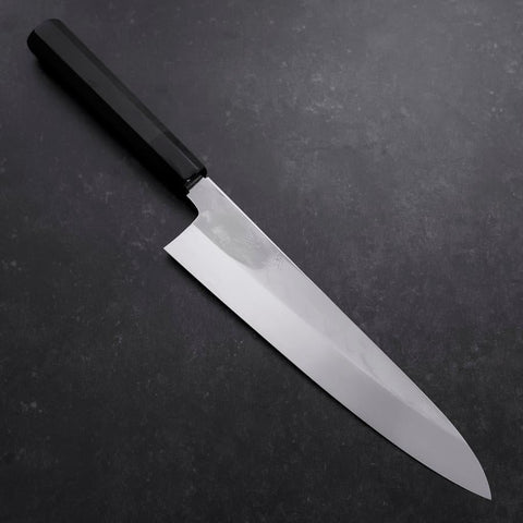 Gyuto White Steel #3 Kagami Honyaki Büffelhorn und Ebenholz Griff 240mm-[Musashi]-[Japan-Küchenmesser]