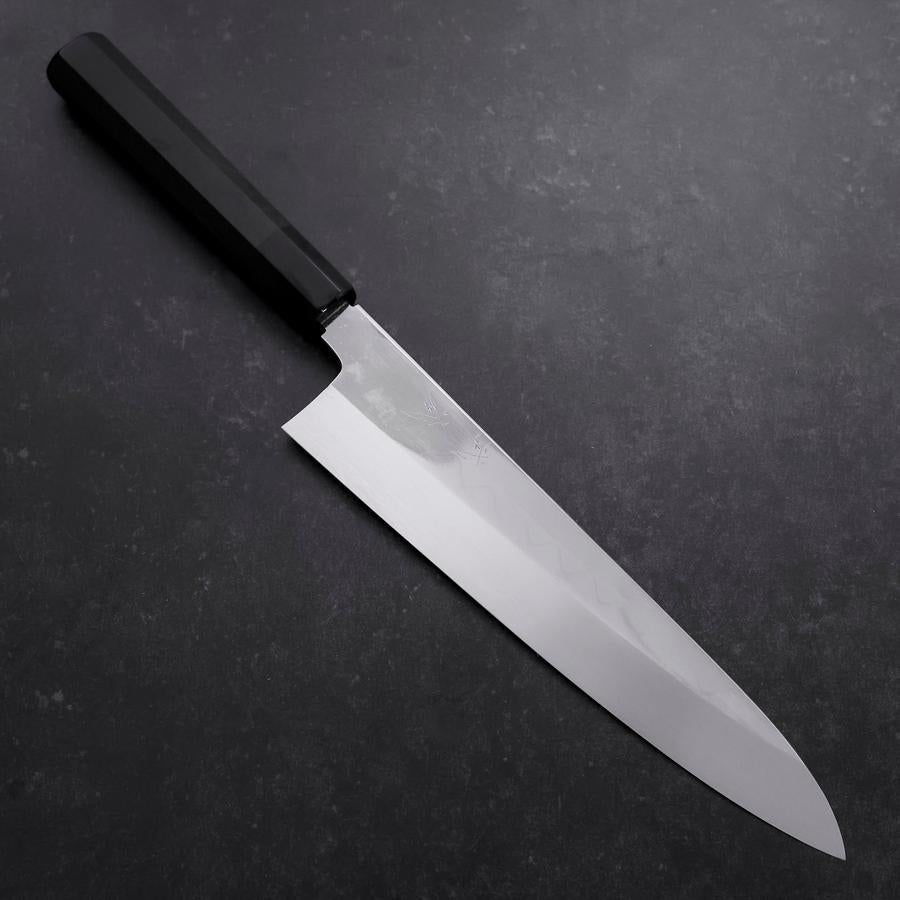 Gyuto White Steel #3 Kagami Honyaki Büffelhorn und Ebenholz Griff 240mm-[Musashi]-[Japan-Küchenmesser]