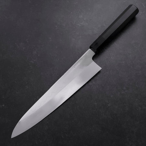 Gyuto White Steel #3 Kagami Honyaki Büffelhorn und Ebenholz Griff 240mm-[Musashi]-[Japan-Küchenmesser]