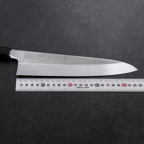 Gyuto White Steel #3 Kagami Honyaki Büffelhorn und Ebenholz Griff 240mm-[Musashi]-[Japan-Küchenmesser]