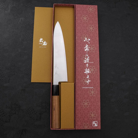 Gyuto ZDP-189 Poliert Büffelhorn und Teakholz Griff 210mm-[Musashi]-[Japan-Küchenmesser]