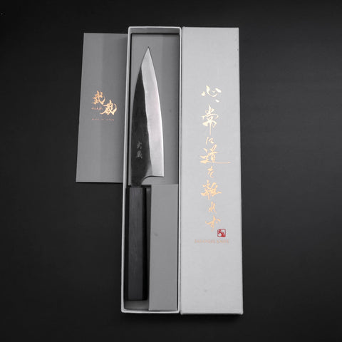Ajikiri Blue Steel #2 Kurouchi Dunkelblauer Urushi Griff 145mm