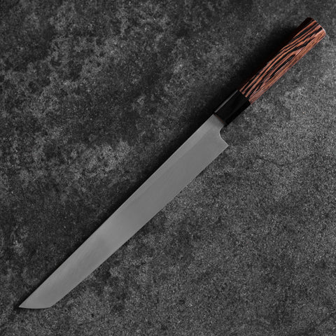 Sakimaru Takohiki Blue Steel #2 Kurouchi Büffelhorn und Wenge Griff 270mm