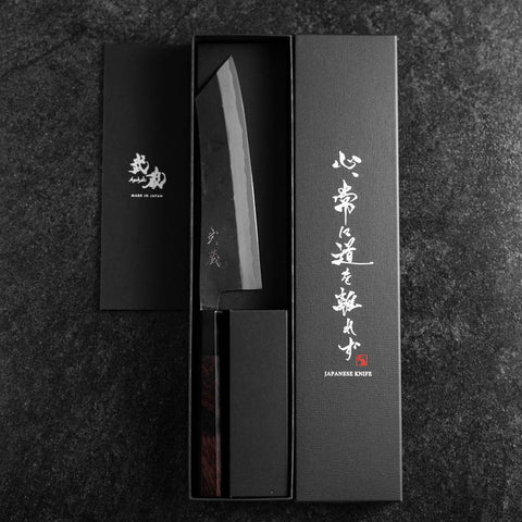 Hakata Blue Steel #2 Kurouchi Buffalo Ebony Handle 180mm (7”)-[Musashi]-[Japanese-Kitchen-Knives]