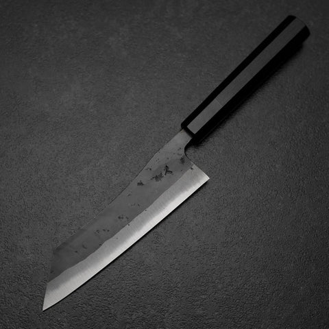 Hakata Blue Steel #2 Kurouchi Büffelhorn und Ebenholz Griff 165mm-[Musashi]-[Japan-Küchenmesser]