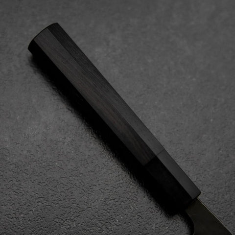 Hakata Blue Steel #2 Kurouchi Büffelhorn und Ebenholz Griff 165mm-[Musashi]-[Japan-Küchenmesser]