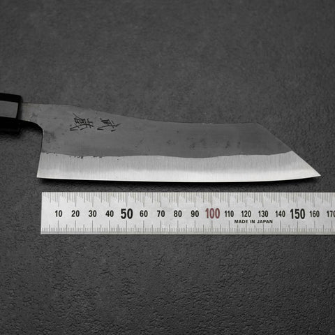 Hakata Blue Steel #2 Kurouchi Büffelhorn und Ebenholz Griff 165mm-[Musashi]-[Japan-Küchenmesser]