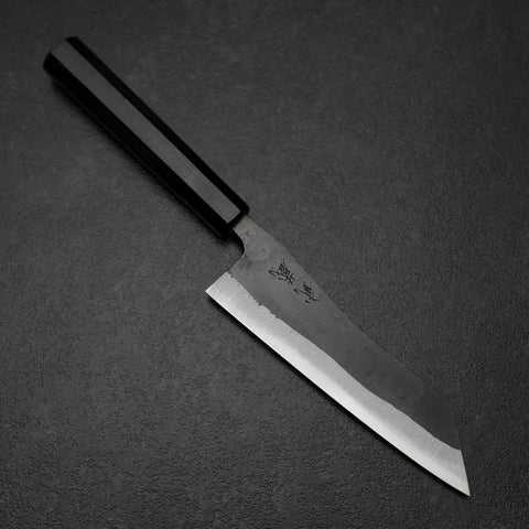 Hakata Blue Steel #2 Kurouchi Büffelhorn und Ebenholz Griff 165mm-[Musashi]-[Japan-Küchenmesser]