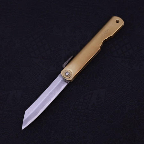 Higonokami Aogami 100mm Messing Super-[Musashi]-[Japan-Küchenmesser]