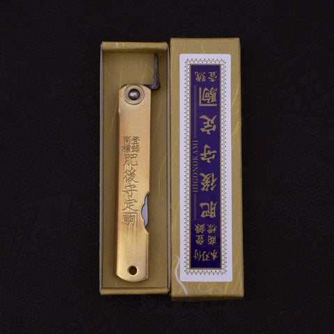Higonokami Aogami 100mm Messing Super-[Musashi]-[Japan-Küchenmesser]