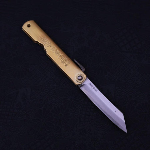 Higonokami Aogami 100mm Messing Super-[Musashi]-[Japan-Küchenmesser]