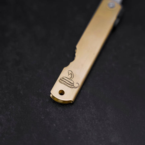 Higonokami Aogami Eto Mi 80mm Messing-[Musashi]-[Japan-Küchenmesser]
