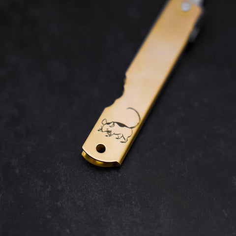 Higonokami Aogami Eto Ne 80mm Messing-[Musashi]-[Japan-Küchenmesser]