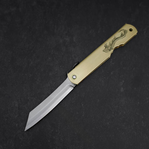Higonokami Aogami Eto Tatsu 80mm Messing-[Musashi]-[Japan-Küchenmesser]