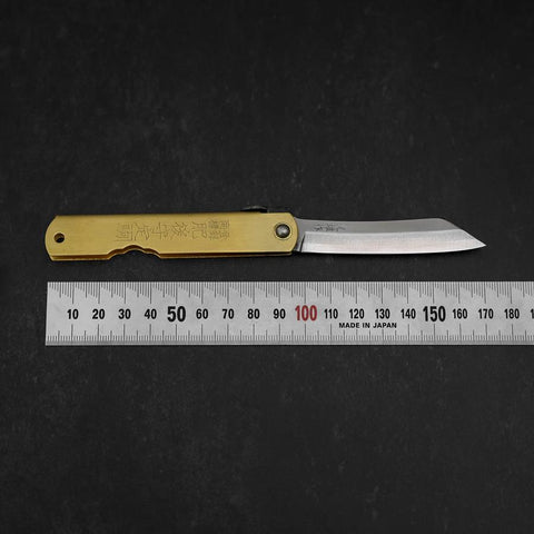 Higonokami Aogami Eto Tora 80mm Messing-[Musashi]-[Japan-Küchenmesser]