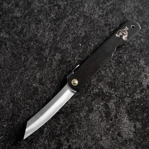 Higonokami Aogami Sternzeichen Hahn 80mm Schwarz-[Musashi]-[Japan-Küchenmesser]