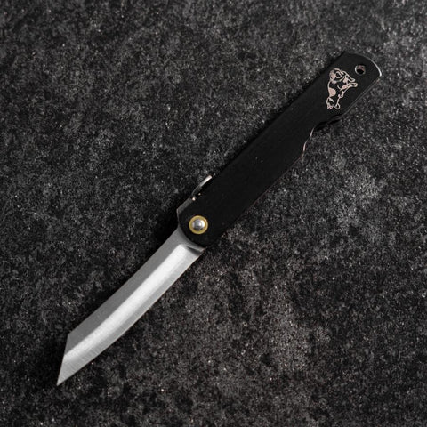 Higonokami Aogami Sternzeichen Hund 80mm Schwarz-[Musashi]-[Japan-Küchenmesser]