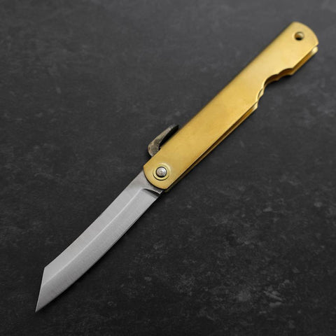 Higonokami Blue Steel 90mm Messing-[Musashi]-[Japan-Küchenmesser]
