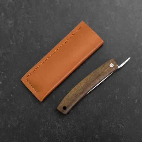 Higonokami VG-10 Black Persimmon Outdoor Messer 60mm mit Lederhülle-[Musashi]-[Japan-Küchenmesser]