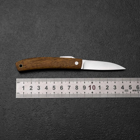 Higonokami VG-10 Outdoor-Messer Hawaiianisches Koaholz 55mm mit Lederscheide-[Musashi]-[Japan-Küchenmesser]