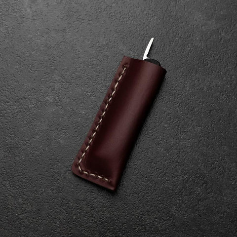 Higonokami VG-10 Schwarzes Persimonenholz Outdoor-Messer 60mm mit Weinroter Lederscheide-[Musashi]-[Japan-Küchenmesser]