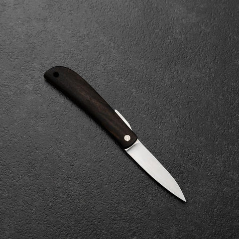 Higonokami VG-10 Schwarzes Persimonenholz Outdoor-Messer 60mm mit Weinroter Lederscheide-[Musashi]-[Japan-Küchenmesser]