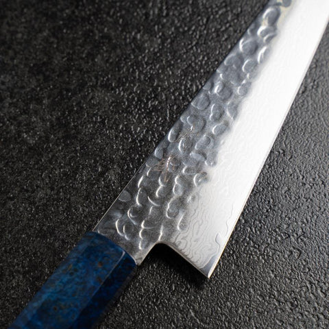 Honesuki VG-10 Tsuchime Damascus Blue Birch Handle 150mm (5.9”)-[Musashi]-[Japan-Küchenmesser]