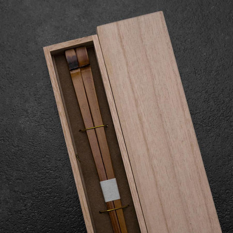 Kagoshima Bambus Braune Essstäbchen 230mm mit Paulownia-Holzbox-[Musashi]-[Japan-Küchenmesser]