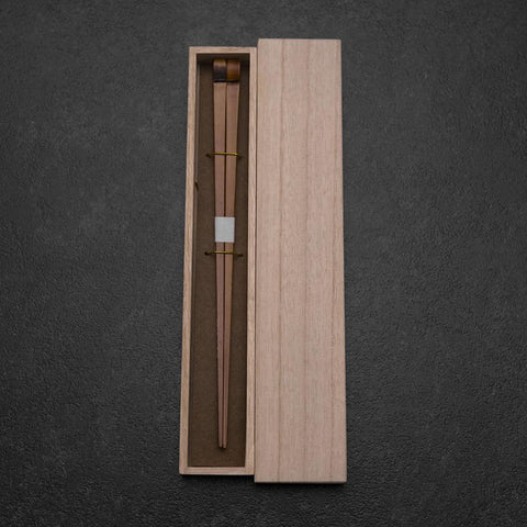 Kagoshima Bambus Braune Essstäbchen 230mm mit Paulownia-Holzbox-[Musashi]-[Japan-Küchenmesser]